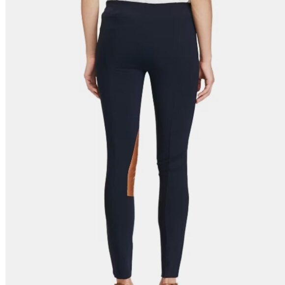 NEW, Polo Ralph Lauren Navy Riding Leggings Leather Patches - Picture 4 of 7
